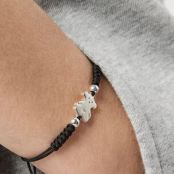 TOUS Silver & Black Adjustable cord Bear Bracelet - Picture 5 of 5